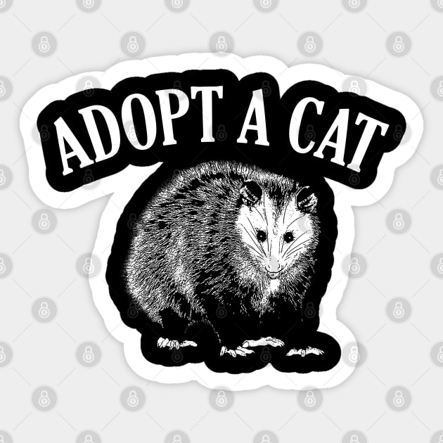 Adopt a Cat Funny Possum Sticker by giovanniiiii